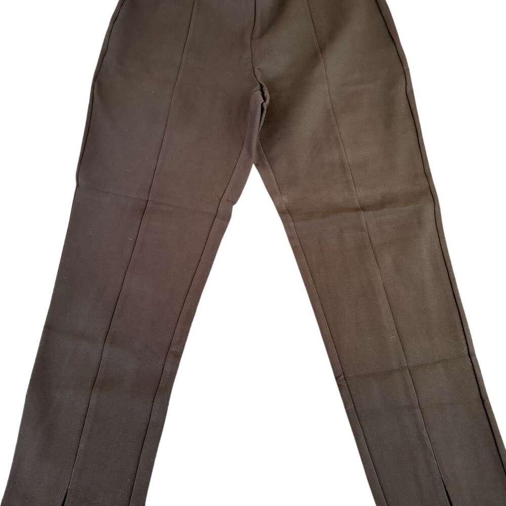 Rafaella Comfort Brown Pull On Straight Leg Pants Women Size 16 Elastic Waist